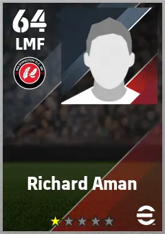 Richard Aman eFootball 2026 player card — 64 OVR LMF