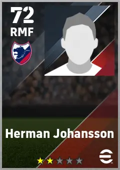 Herman Johansson eFootball 2026 player card — 72 OVR RMF