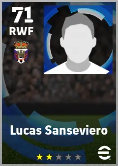 Lucas Sanseviero eFootball 2026 player card — 71 OVR RWF