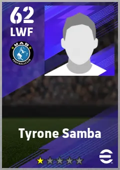 Tyrone Samba eFootball 2026 player card — 62 OVR LWF