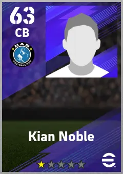 Kian Noble eFootball 2026 player card — 63 OVR CB
