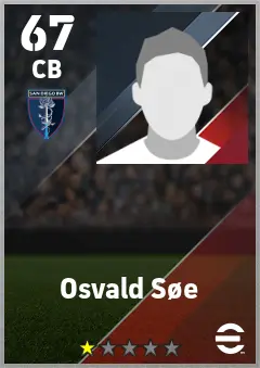 Osvald Soe eFootball 2026 player card — 67 OVR CB
