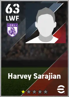Harvey Sarajian eFootball 2026 player card — 63 OVR LWF