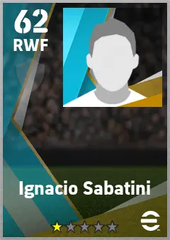 Ignacio Sabatini eFootball 2026 player card — 62 OVR RWF