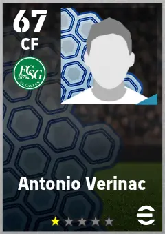 Antonio Verinac eFootball 2026 player card — 67 OVR CF