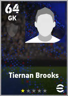 Tiernan Brooks eFootball 2026 player card — 64 OVR GK