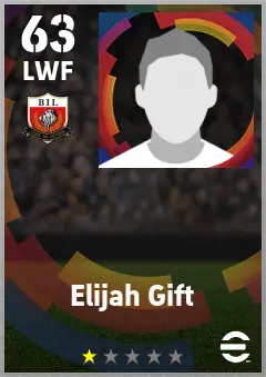 Elijah Gift eFootball 2026 player card — 63 OVR LWF