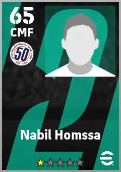 Nabil Homssa eFootball 2026 player card — 65 OVR CMF