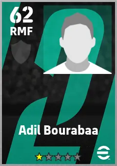 Adil Bourabaa eFootball 2026 player card — 62 OVR RMF