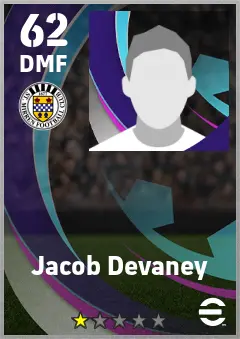 Jacob Devaney eFootball 2026 player card — 62 OVR DMF