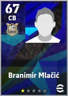 Branimir Mlacic eFootball 2026 player card — 67 OVR CB