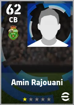 Amin Rajouani eFootball 2026 player card — 62 OVR CB