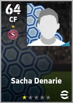 Sacha Denarie eFootball 2026 player card — 64 OVR CF
