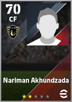 Nariman Akhundzada eFootball 2026 player card — 70 OVR CF