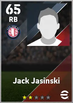Jack Jasinski eFootball 2026 player card — 65 OVR RB