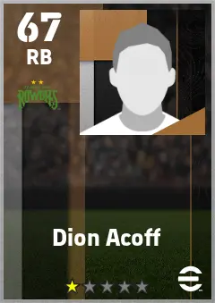 Dion Acoff eFootball 2026 player card — 67 OVR RB
