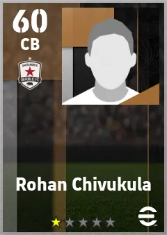 Rohan Chivukula eFootball 2026 player card — 60 OVR CB