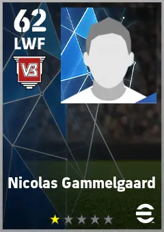 Nicolas Gammelgaard eFootball 2026 player card — 62 OVR LWF