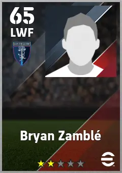 Bryan Zamble eFootball 2026 player card — 65 OVR LWF
