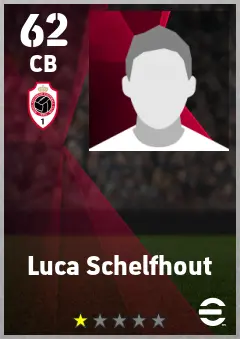 Luca Schelfhout eFootball 2026 player card — 62 OVR CB