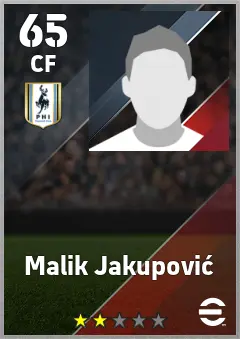 Malik Jakupovic eFootball 2026 player card — 65 OVR CF