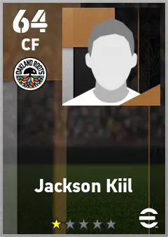 Jackson Kiil eFootball 2026 player card — 64 OVR CF