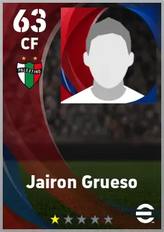 Jairon Grueso eFootball 2026 player card — 63 OVR CF