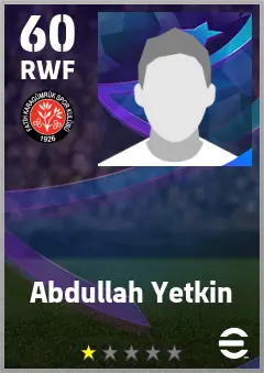 Abdullah Yetkin eFootball 2026 player card — 60 OVR RWF