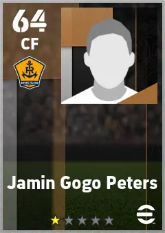 Jamin Gogo Peters eFootball 2026 player card — 64 OVR CF