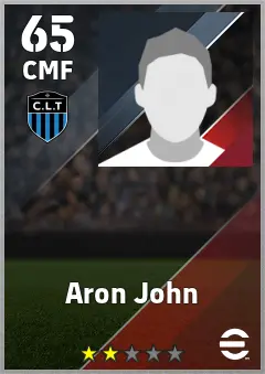 Aron John eFootball 2026 player card — 65 OVR CMF