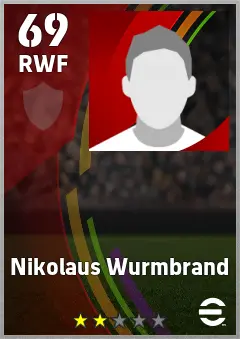 Nikolaus Wurmbrand eFootball 2026 player card — 69 OVR RWF