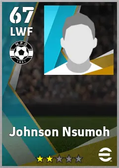 Johnson Nsumoh eFootball 2026 player card — 67 OVR LWF