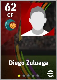 Diego Zuluaga eFootball 2026 player card — 62 OVR CF