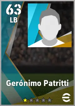 Geronimo Patritti eFootball 2026 player card — 63 OVR LB