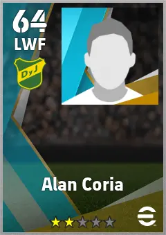 Alan Coria eFootball 2026 player card — 64 OVR LWF