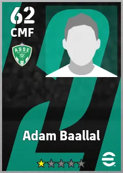 Adam Baallal eFootball 2026 player card, 62 OVR CMF