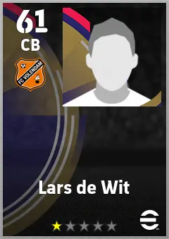 Lars de Wit eFootball 2026 player card — 61 OVR CB