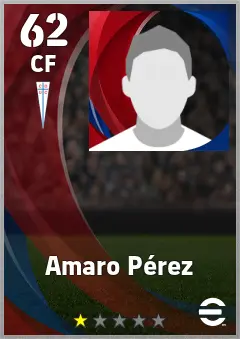 Amaro Perez eFootball 2026 player card — 62 OVR CF