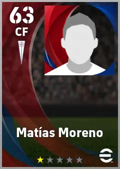 Matias Moreno eFootball 2026 player card — 63 OVR CF