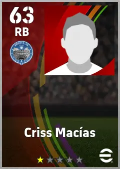 Criss Macias eFootball 2026 player card — 63 OVR RB