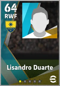 Lisandro Duarte eFootball 2026 player card — 64 OVR RWF