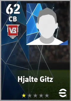 Hjalte Gitz eFootball 2026 player card — 62 OVR CB