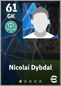 Nicolai Dybdal eFootball 2026 player card — 61 OVR GK