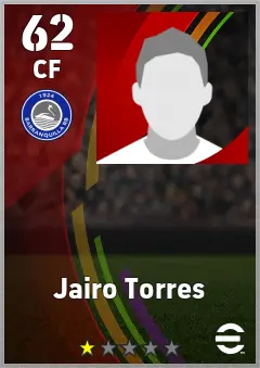 Jairo Torres eFootball 2026 player card — 62 OVR CF