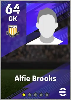 Alfie Brooks eFootball 2026 player card — 64 OVR GK