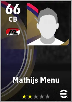 Mathijs Menu eFootball 2026 player card — 66 OVR CB