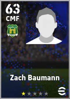 Zach Baumann eFootball 2026 player card — 63 OVR CMF