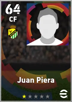 Juan Piera eFootball 2026 player card — 64 OVR CF