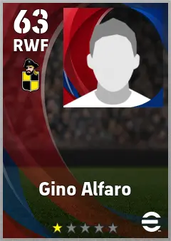 Gino Alfaro eFootball 2026 player card — 63 OVR RWF