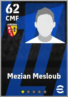 Mezian Mesloub eFootball 2026 player card — 62 OVR CMF
